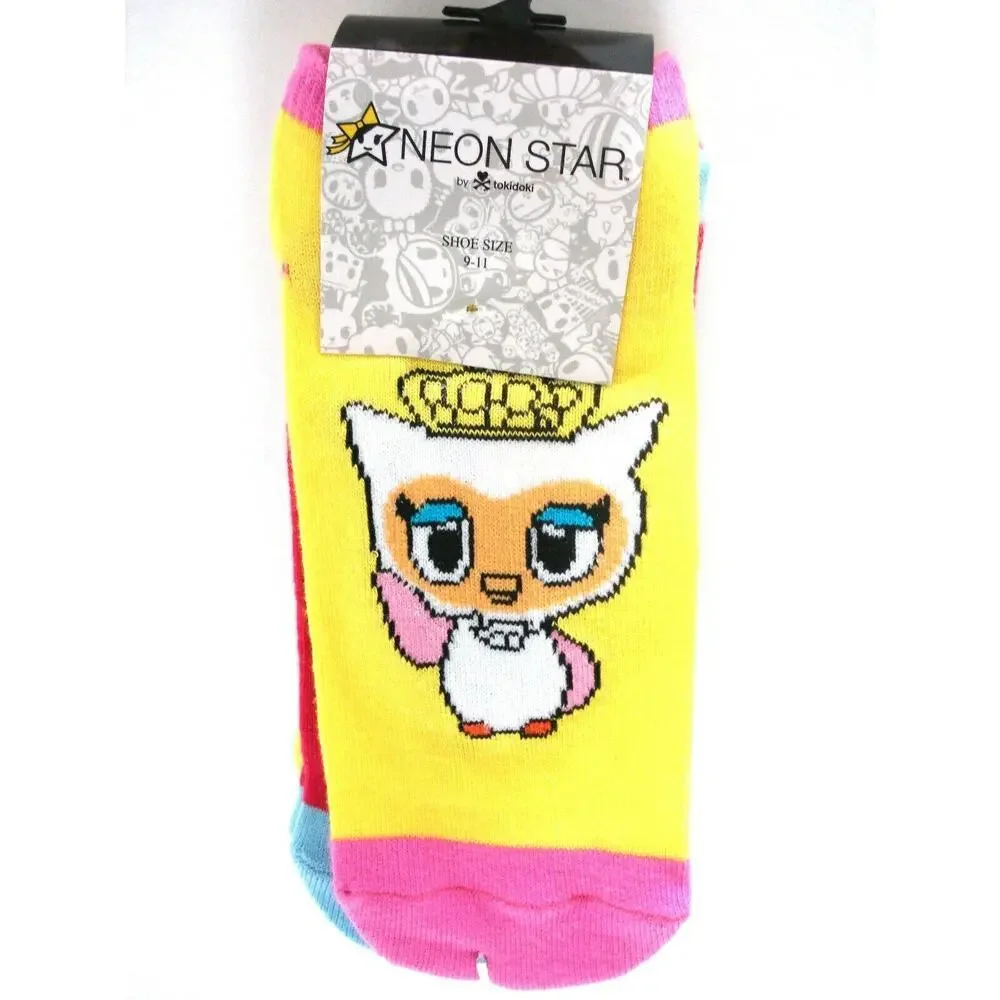 Neon Star Tokidoki Girls Ankle Socks 4 Pack Size 9-11 Youth Owl Colorful New